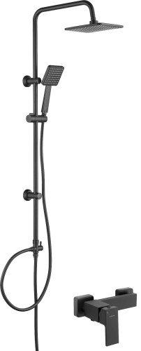 Deszczownica z baterią prysznicową nero czarna Boro Deante