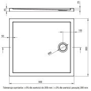 Brodzik akrylowy prostokątny biały 90x80 Prizma Deante