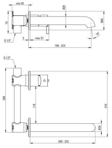 Bateria umywalkowa podtynkowa Silia Deante titanium