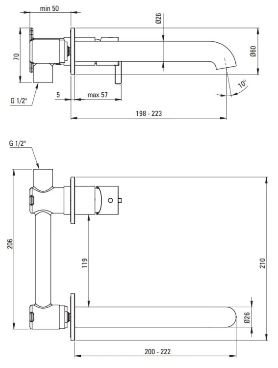 Bateria umywalkowa podtynkowa Silia Deante titanium