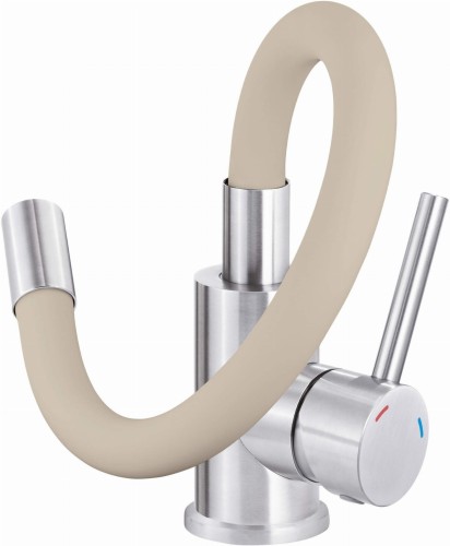 Bateria kuchenna z giętą wylewką beż stal Luno Deante