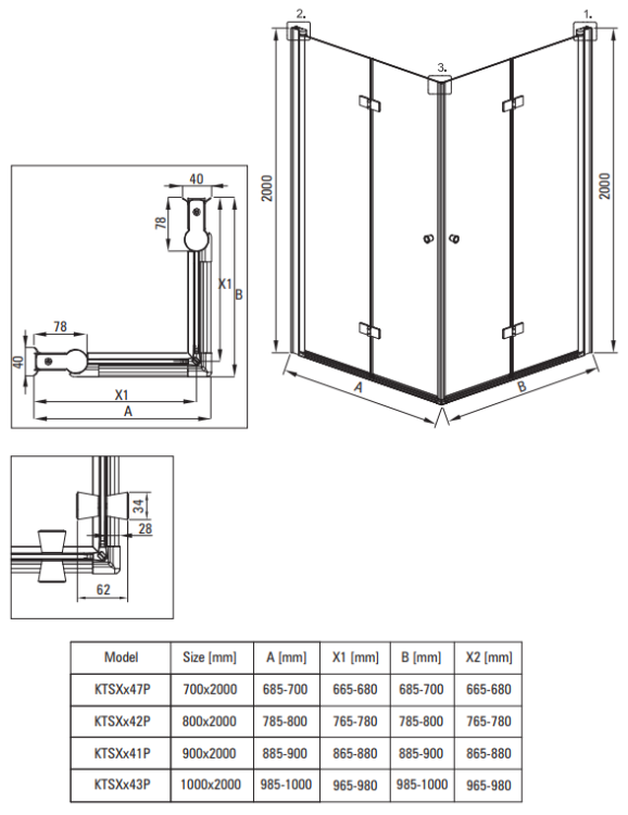 Kabina prysznicowa kwadratowa 80x80x200 nero Kerria Plus Deante