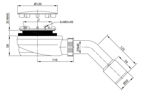 Syfon brodzikowy Radaway R580 Black 90mm