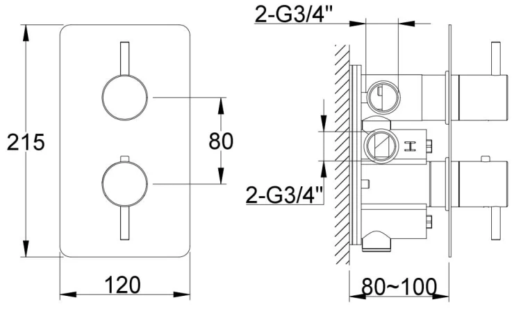 Bateria wannowa podtynkowa termostatyczna Axel KOHLMAN QW432A