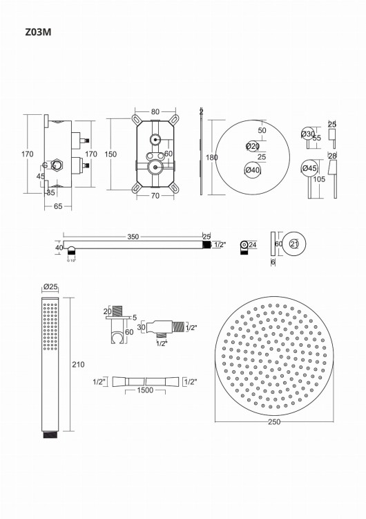 Prysznicowy zestaw podtynkowy corsan z03mbl czarny