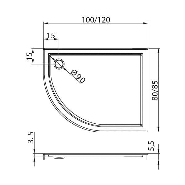Brodzik asymetryczny New Trendy Maxima Ultra 120x85x5,5 prawy