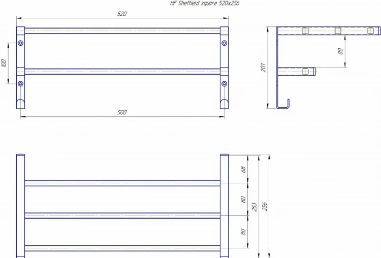 Półka ścienna HF Sheffield 52x25,6 square czarny mat Hygge Family