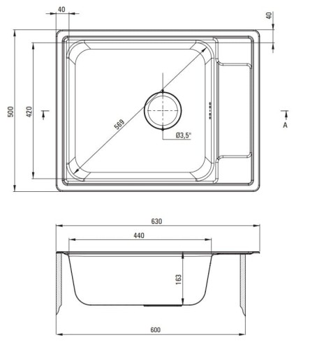 Zlewozmywak stalowy 1-komorowy z ociekaczem Soul Deante satyna