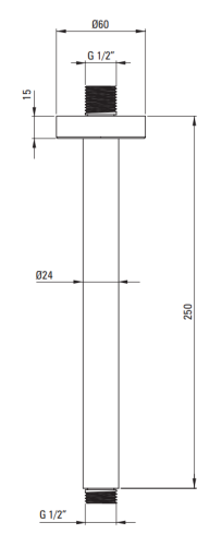 Ramię sufitowe złote 250 mm Cascada Deante NACZ42K