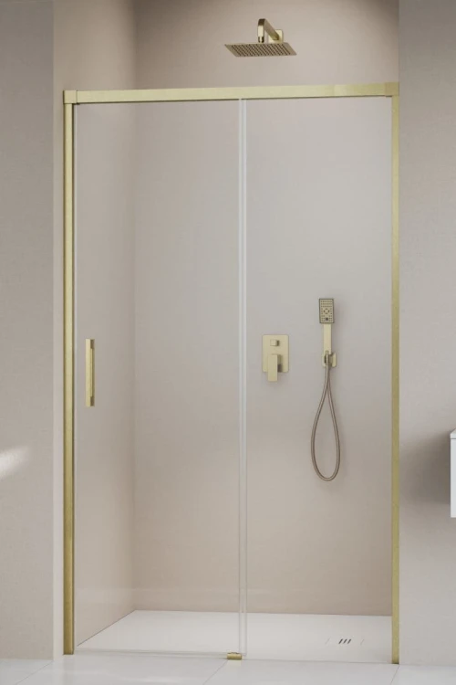 Drzwi prysznicowe Idea Brushed Gold DWJ Radaway prawe przejrzyste