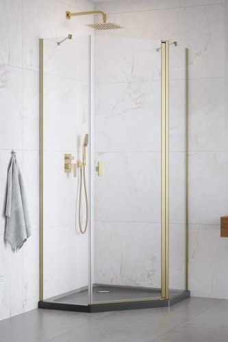 Kabina pięciokątna Radaway Nes Brushed Gold PTJ prawa