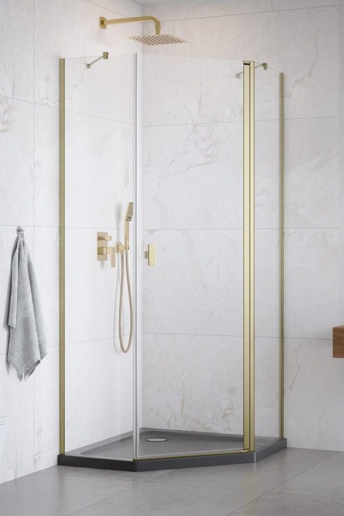 Kabina pięciokątna Radaway Nes Brushed Gold PTJ prawa
