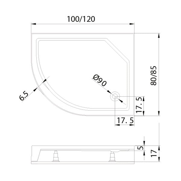Brodzik asymetryczny New Trendy New Maxima 100x80x17 prawy
