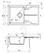 Zlewozmywak granitowy z baterią 1-komorowy z ociekaczem Andante Deante
