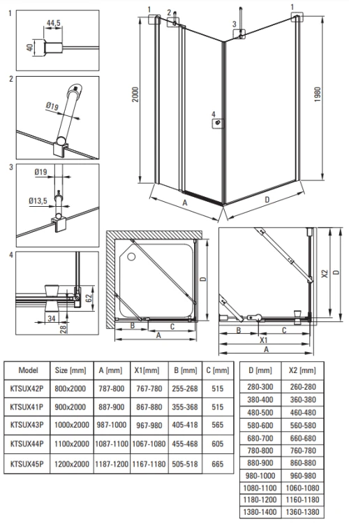 Kabina prysznicowa kwadratowa 90x90x200 chrom Kerria Plus Deante