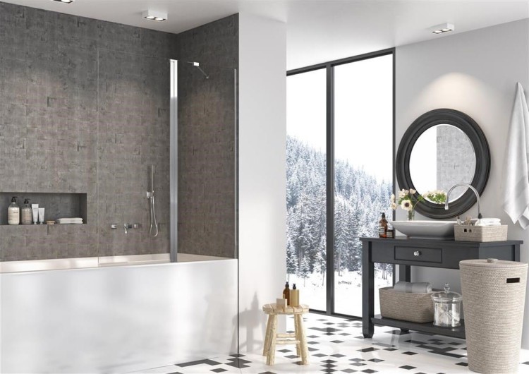 Parawan nawannowy Radaway Nes 8 PND II prawy chrom