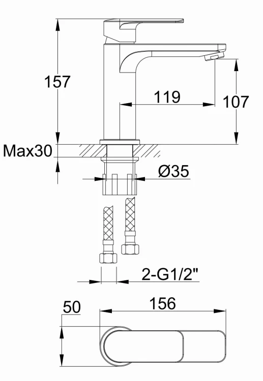 Bateria umywalkowa stojąca Texen KOHLMAN QB100T
