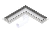 Odpływ liniowy narożny z flanszą Kesmet 30x30 cm z rusztem