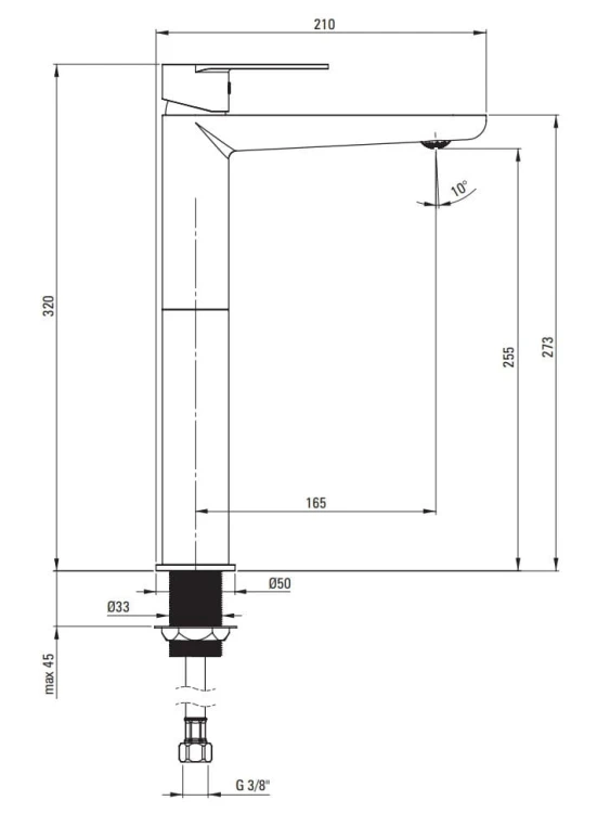 Bateria umywalkowa wysoka nero czarna Alpinia Deante