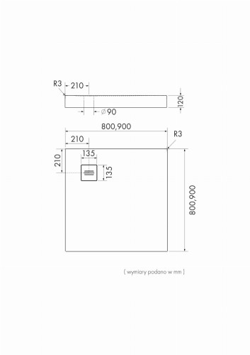 Brodzik kwadratowy NONLIMITS White Stone 100x100 Schedpol Schedline, biały