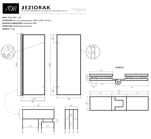 Parawan nawannowy składany Jeziorak 120x150 biały Ad Naturalnie