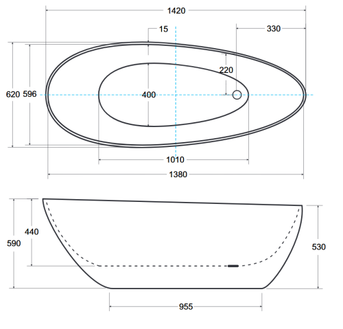 Wanna wolnostojąca Besco GOYA GLAM 142x62 grafitowa
