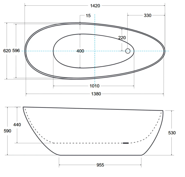 Wanna wolnostojąca Besco GOYA GLAM 142x62 grafitowa