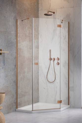 Kabina pięciokątna Radaway Essenza Brushed Copper PTJ prawa