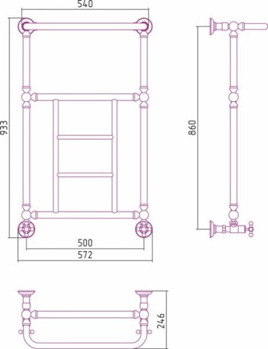 Grzejnik łazienkowy Sunerzha Renesance 93x57cm złoty