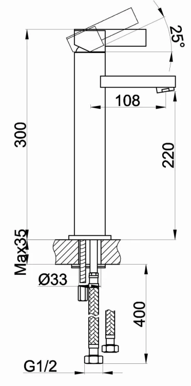 Bateria umywalkowa stojąca wysoka KOHLMAN Dexame QB170D