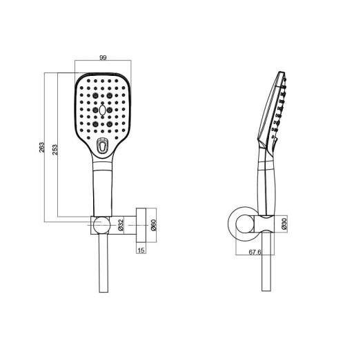 Zestaw prysznicowy z uchwytem Cetus Chrome Lavita