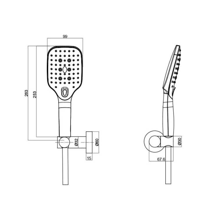 Zestaw prysznicowy z uchwytem Cetus Chrome Lavita