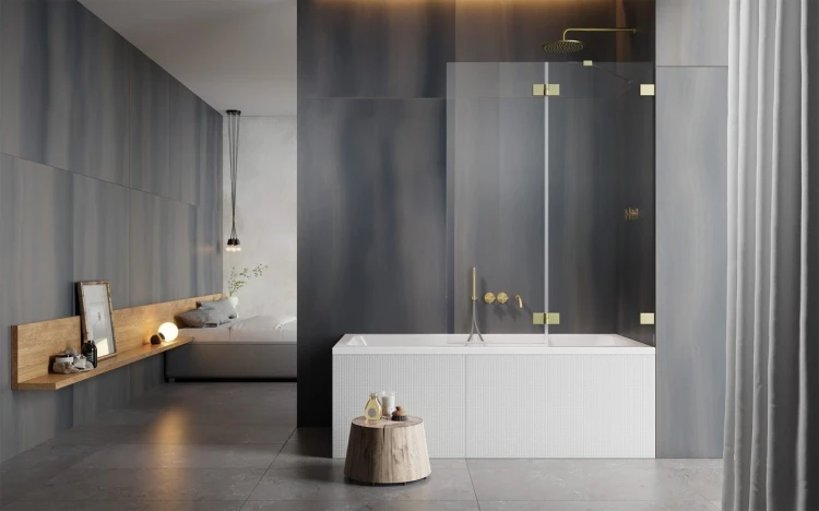 Parawan nawannowy Radaway Essenza Pro Brushed Gold PND II prawy złoty