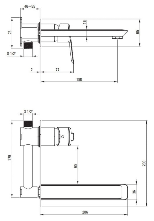 Bateria umywalkowa podtynkowa Arnika Deante złota