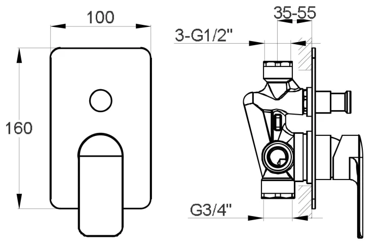 Bateria wannowo-prysznicowa podtynkowa Texen KOHLMAN QW210T