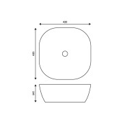 Umywalka nablatowa corsan kwadratowa 420x420x145 mm z korkiem klik-klak złotym
