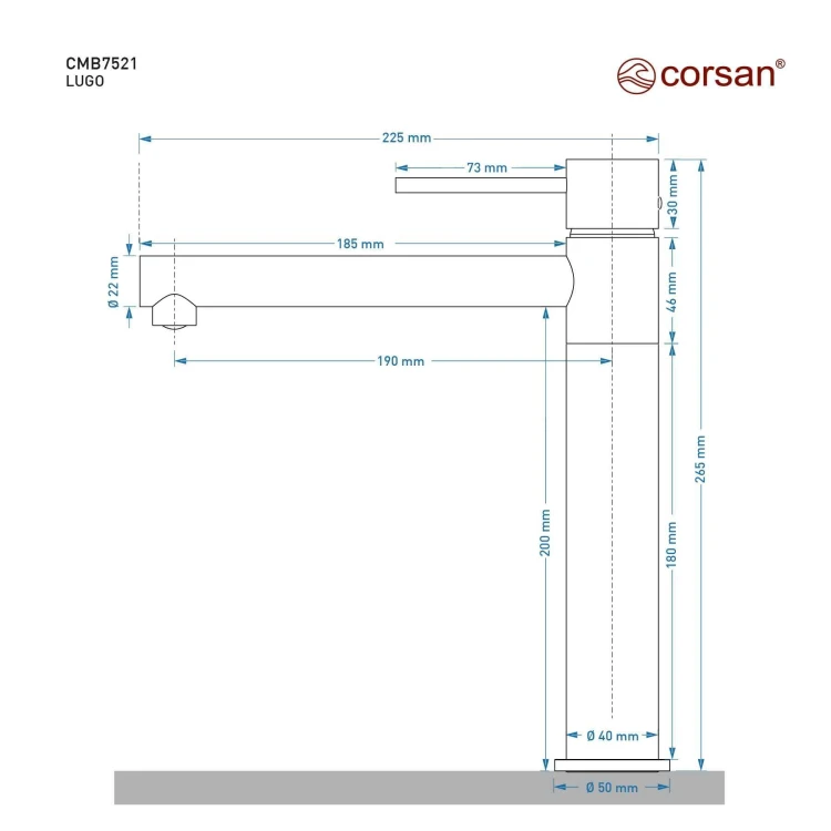 Bateria stojąca corsan cmb7521bgl lugo z ruchomą wylewką złoto szczotkowane