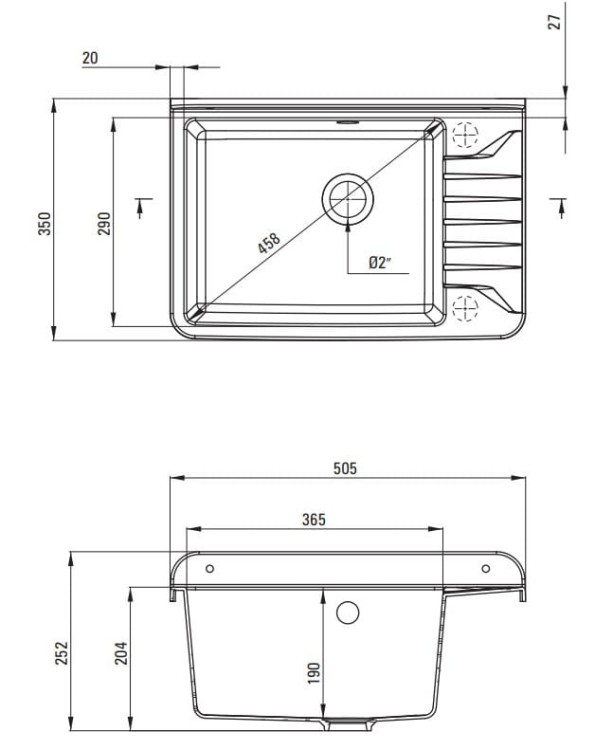 Zlewozmywak gospodarczy 1-komorowy mocowany do ściany Garden Deante