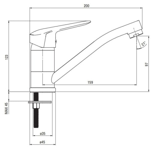 Bateria umywalkowa z obrotową wylewką Boro nero czarna Deante