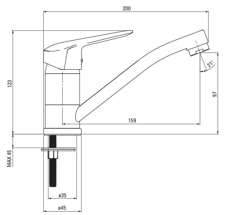 Bateria umywalkowa z obrotową wylewką Boro nero czarna Deante