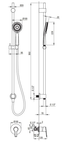 Zestaw prysznicowy podtynkowy Arnika Deante NACD9TP