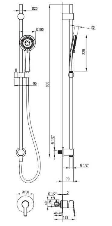 Zestaw prysznicowy podtynkowy Arnika Deante NACD9TP