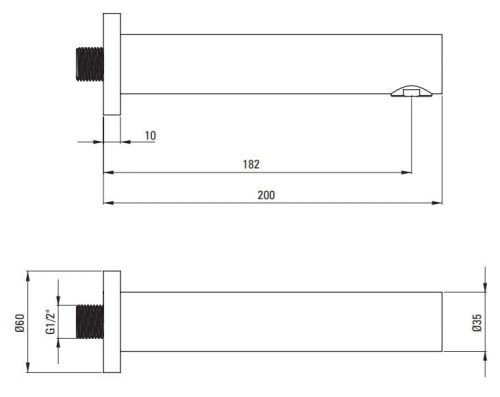 Wylewka wannowa 20 cm Cascada Deante stal szczotkowana