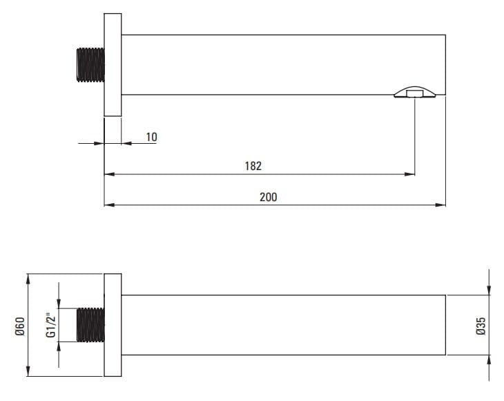 Wylewka wannowa 20 cm Cascada Deante stal szczotkowana