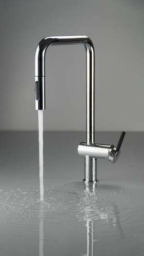 Bateria kuchenna z wyciąganą wylewką chrom Momi Deante