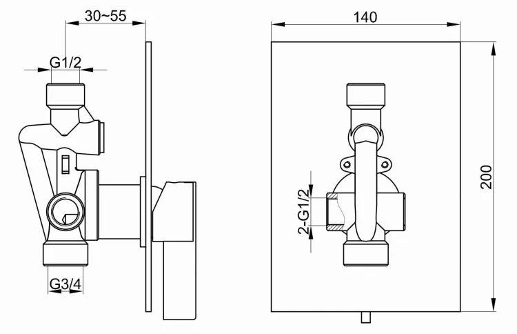 Bateria prysznicowa podtynkowa KOHLMAN Dexame QW220D