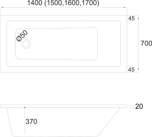 Wanna prostokątna BAFIA 170x70cm. Schedpol