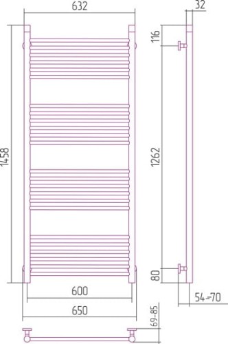 Grzejnik łazienkowy Sunerzha Bohemia 150x60cm stal polerowana