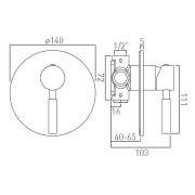 Bateria VADO ORIGINS prysznicowa podtynkowa bez przełącznika czarna szczotkowana