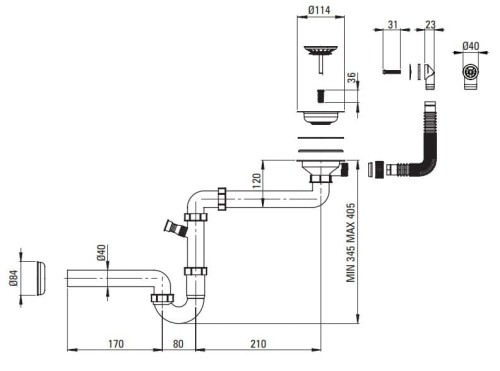Zlewozmywak granitowy 1-komorowy szary metalik Momi Deante